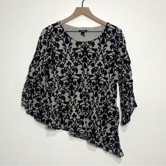 Alfani Blouse Women Small Whimsigoth Flared Sleeve Witchy Velvet Embroidery - Picture 6 of 11
